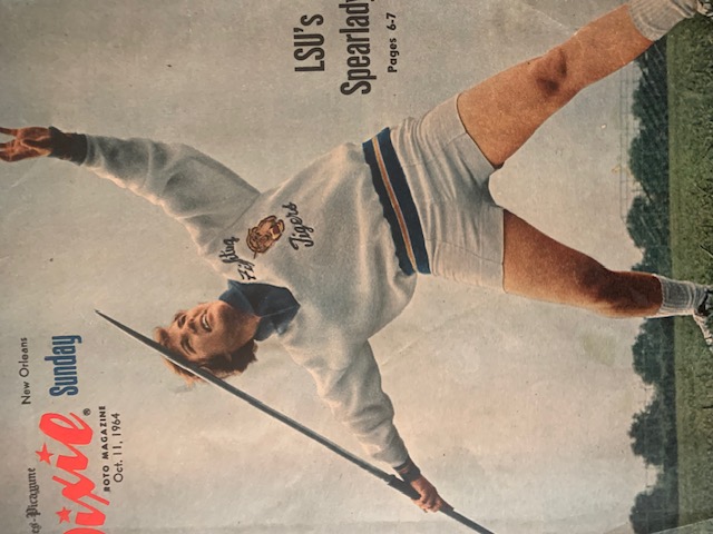 Lurline Hamilton throws the javelin while competing for LSU track and field in 1964. Lurline Hamilton throws the javelin while competing for LSU track and field in 1964.