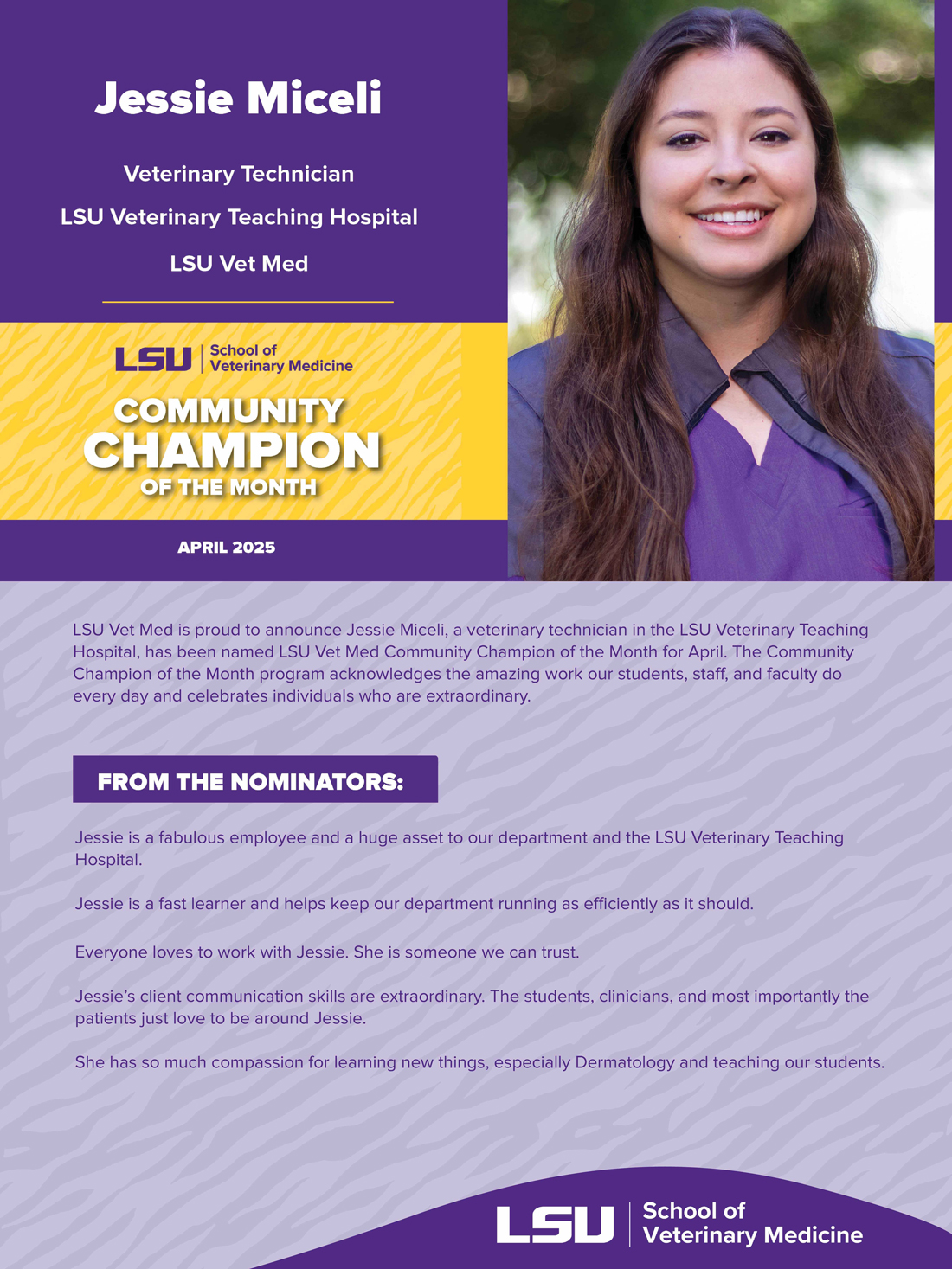 Champion of the Month Jessie Miceli